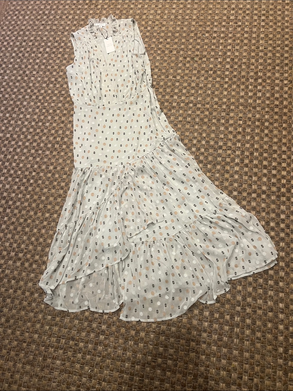 Current/Elliott Light Blue Polka Dot Tiered Maxi Dress small
